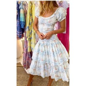 LoveShackFancy- New Keaton Smocked Floral Midi Dress